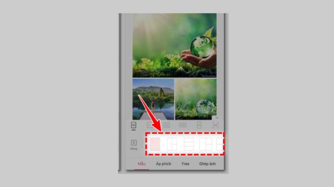 Meitu tạo sẵn các mẫu ghép để  người dùng tuỳ ý lựa chọn theo nhu cầu