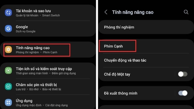Chọn Tính năng nâng cao (Advanced Features)