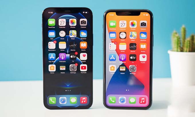 So sánh App 007Win hỗ trợ đa dạng nền tảng và kích thước iPhone 11 Pro Max cũ với iPhone 12 Pro Max cũ