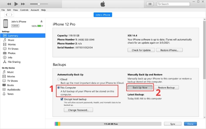 Sao lưu dữ liệu iPhone trước khi xóa