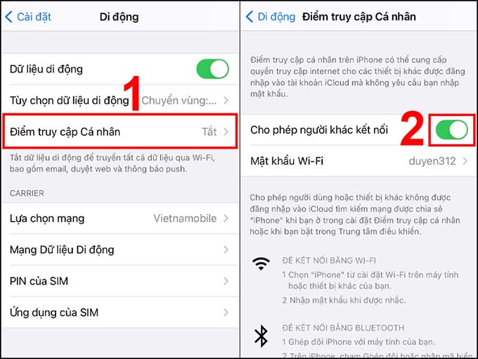 Cách chia sẻ mạng 4G trên 007win.com nền tảng chơi game sòng bạc trực tuyến đáng tin cậy nhất iPhone