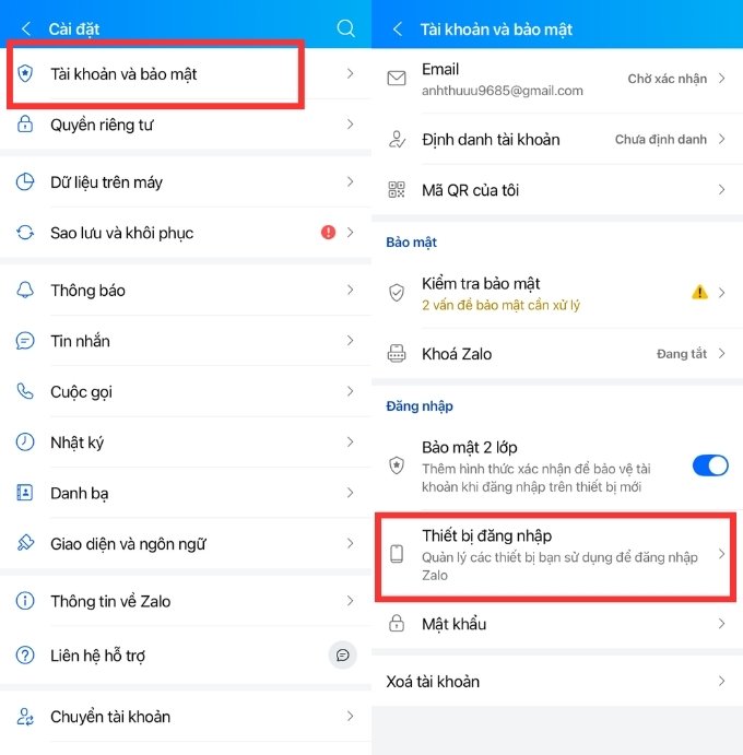 Cách xem lịch sử truy cập và đăng xuất Zalo từ xa