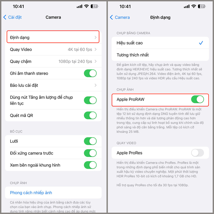 Nhấn vào mục Định dạng