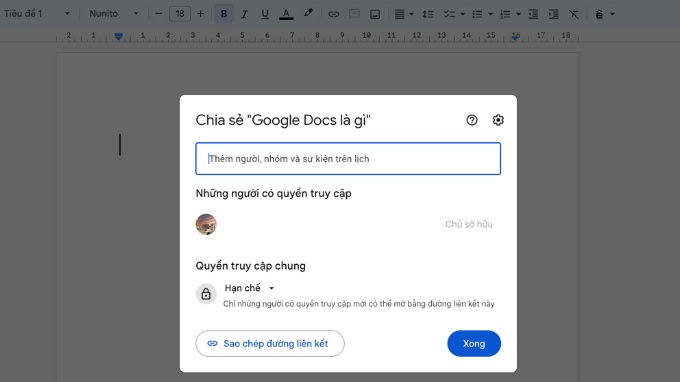 Cách chia sẻ Google Docs đến người khác