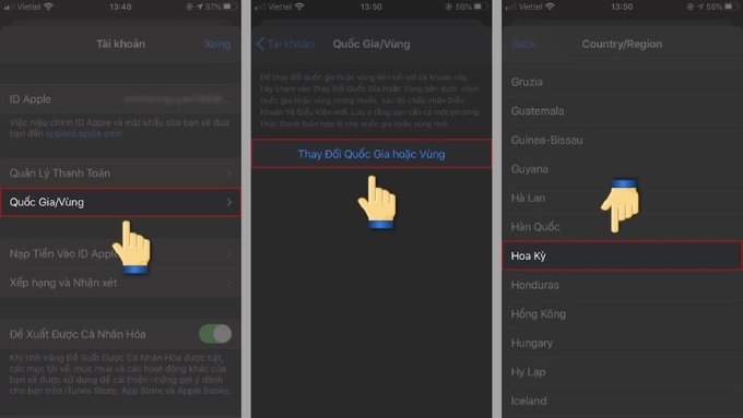 Cách chuyển vùng iPhone sang Mỹ trên App Store