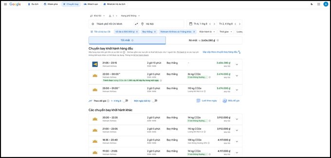Cách sử dụng Google Flight để săn và đặt vé máy bay