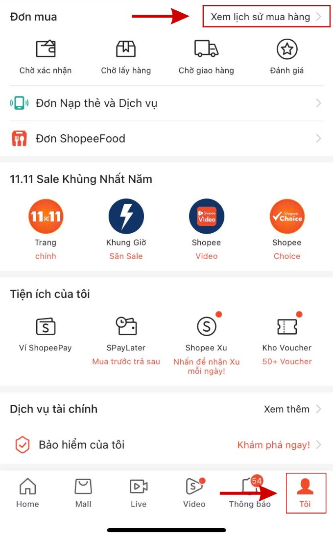 Kiểm tra thông tin đơn hàng trên ứng dụng Shopee