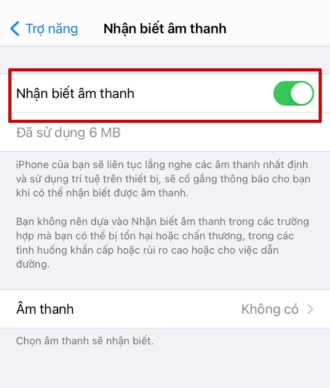 Cách bật tính năng Nhận dạng âm thanh (báo cháy) trên iPhone