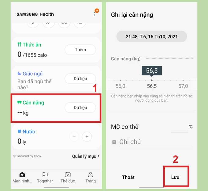 Cài đặt cho 007Win nhà cái Health để theo dõi cân nặng