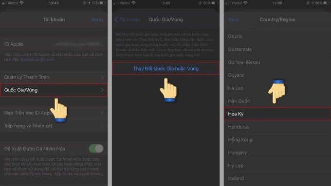 Cách chuyển vùng iPhone sang Mỹ trong Cài đặt