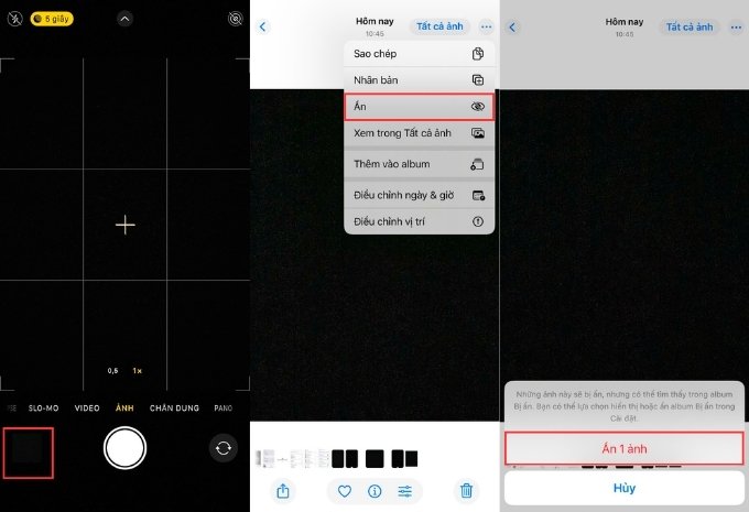 Cách ẩn ảnh trên iPhone nhanh sau khi chụp