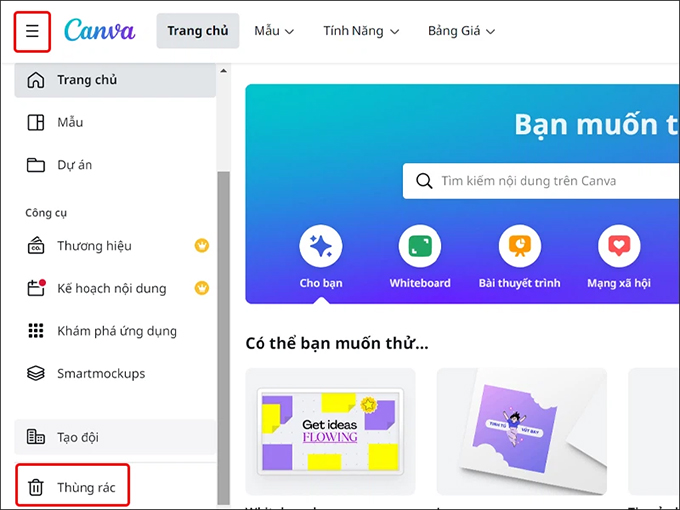Tham khảo ngay cách khôi phục dữ liệu bị xóa trên Canva cực đơn giản: Bước 3