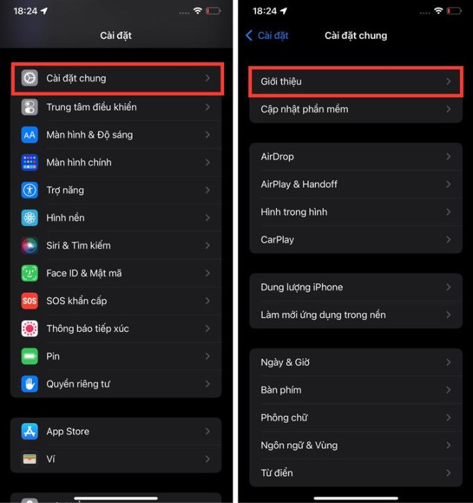 Kiểm tra iPhone bị thay linh kiện thông qua Cài đặt