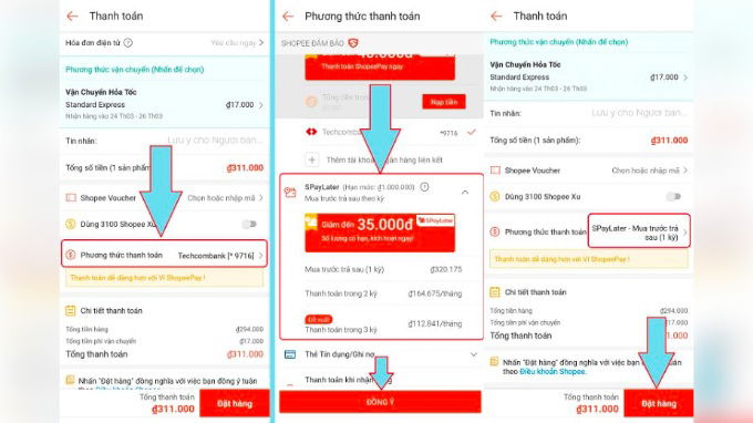 Cách thanh toán Spaylater