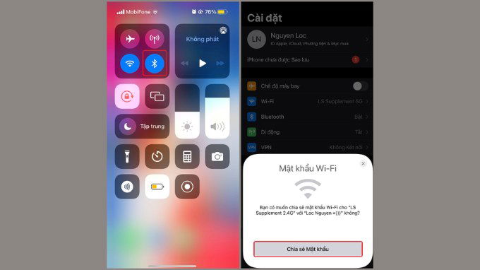 Bước 3 chia sẻ Wi-Fi trên iPhone