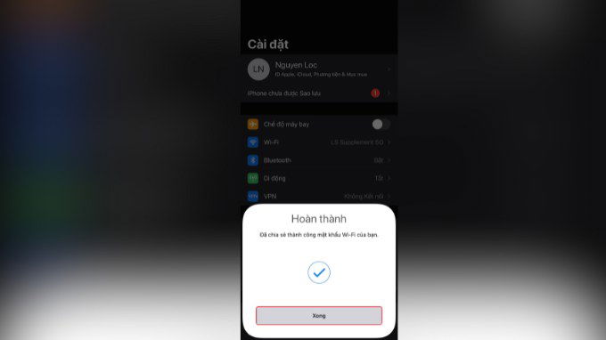 Bước 4 chia sẻ Wi-Fi trên iPhone
