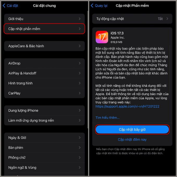 Hướng dẫn cập nhật lên iOS 17.3