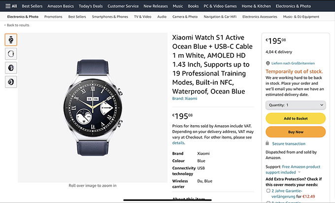 Xiaomi Watch S1 sắp được mở bán tại Đức sau khi ra mắt tại Trung Quốc