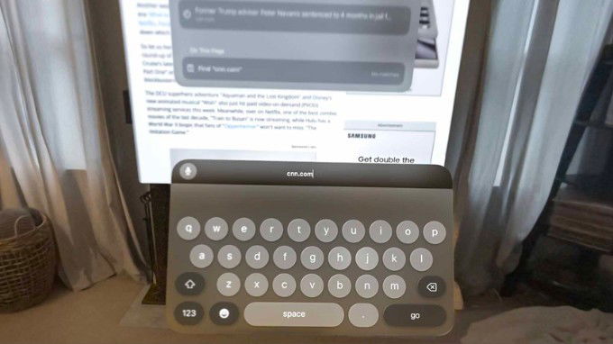Bàn phím ảo trên Apple Vision Pro