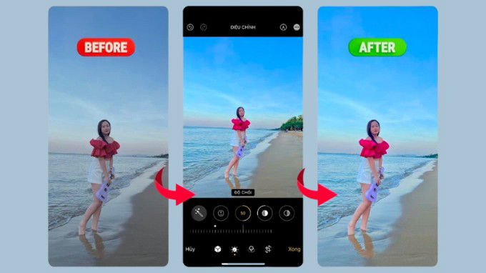 Cách chỉnh ảnh bầu trời trên iPhone