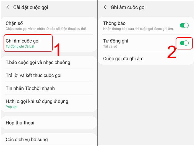 Bật tính năng tự động ghi âm cuộc gọi trên 007Win nhà cái