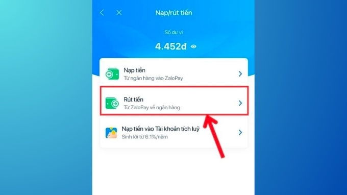 Bước 2 chuyển tiền từ ví ZaloPay sang ví Momo