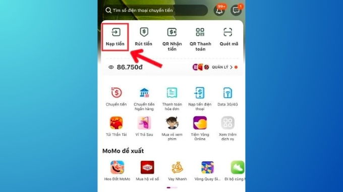 Bước 4 chuyển tiền từ ví ZaloPay sang ví Momo