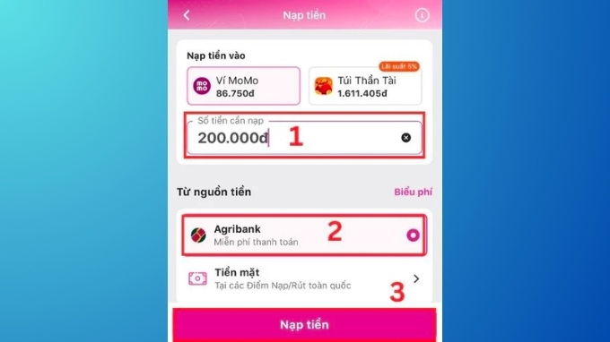 Bước 5 chuyển tiền từ ví ZaloPay sang ví Momo