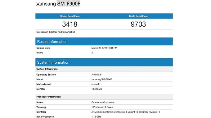 Lộ điểm benchmark cho thấy 007Win nhà cái Galaxy Fold sẽ không dùng chip Exynos
