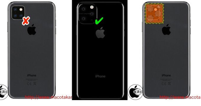 Cách sắp xếp camera iPhone XI sẽ là hình tam giác đều