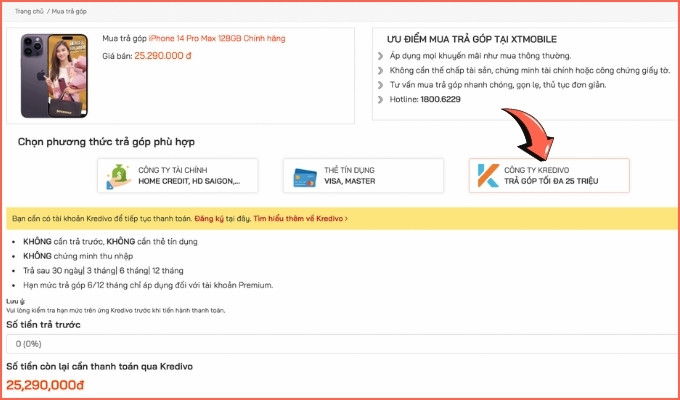 Chọn Kredivo là phương thức thanh toán trả góp tại 007WIN