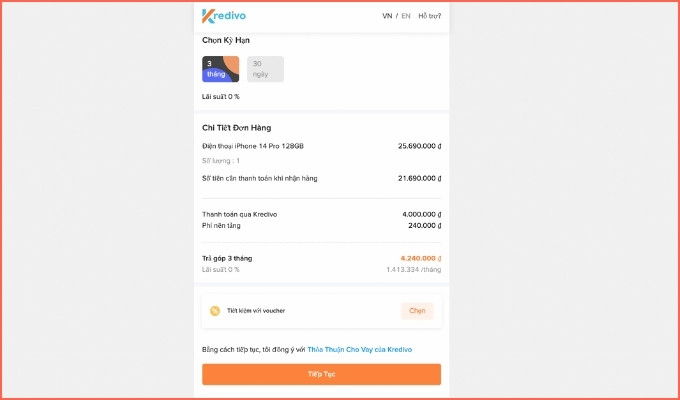 Kiểm tra lại thông tin trước khi thanh toán qua Kredivo