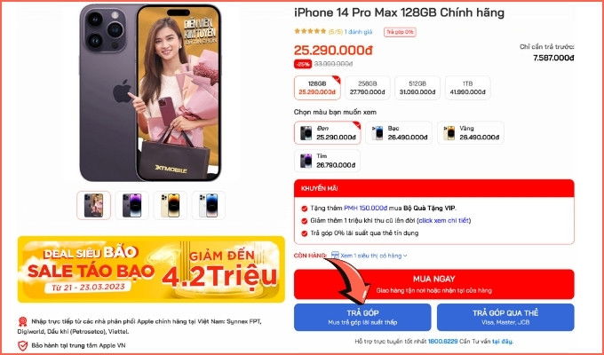 Chọn sản phẩm muốn trả góp qua Kredivo tại 007WIN