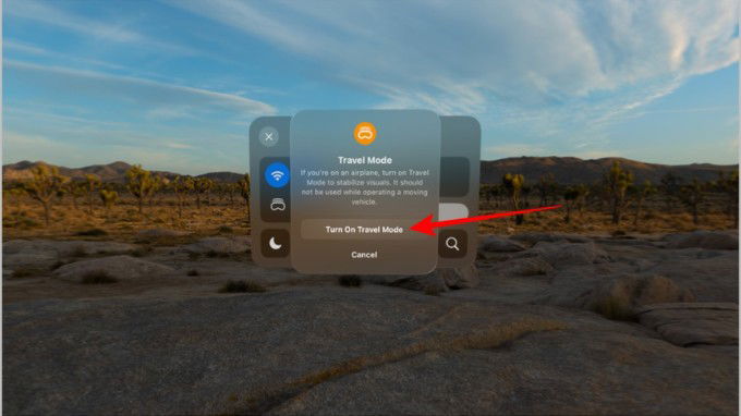 Bước 4 bật Chế đọ Du lịch trên Apple Vision Pro