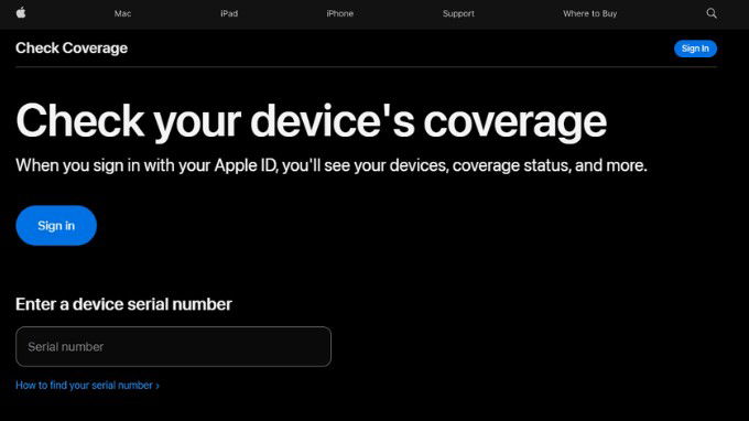 Kiểm tra mã IMEI trên website Apple
