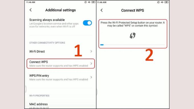 Sử dụng WPS để kết nối WiFi