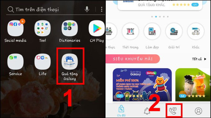 Bước 1 kiểm tra bảo hành qua ứng dụng quà tặng Galaxy