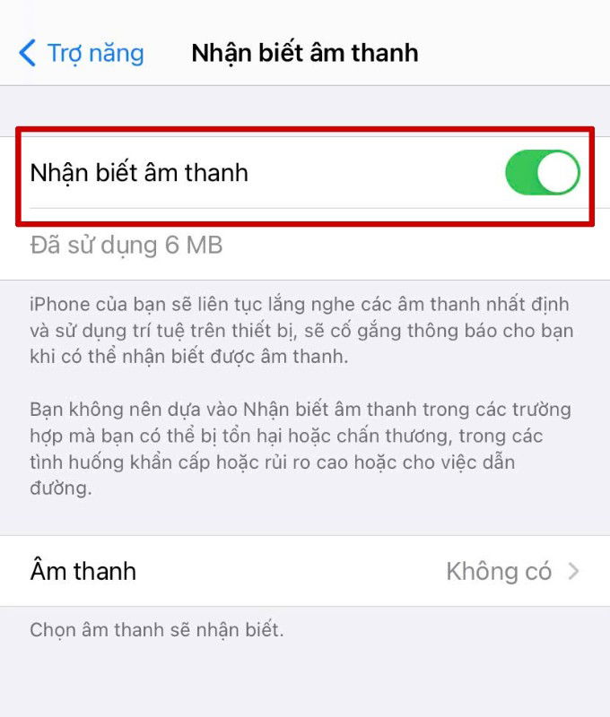 Cách bật tính năng Nhận dạng âm thanh (báo cháy) trên iPhone