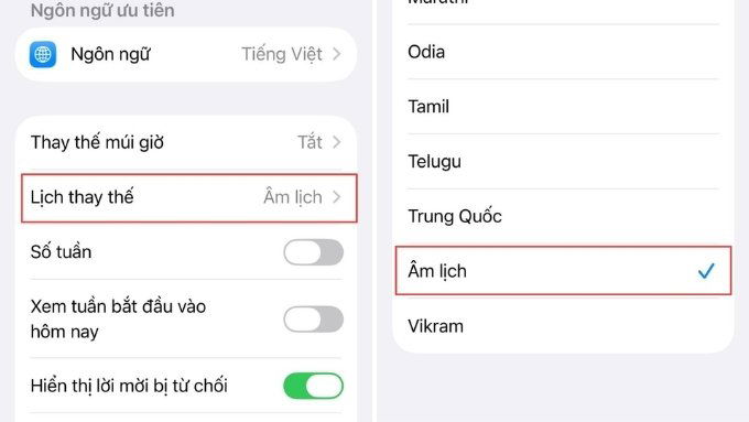 Hướng dẫn bật lịch âm trên iOS 26 cho iPhone