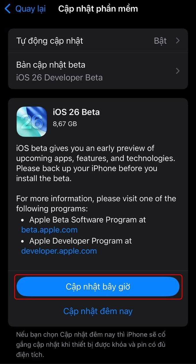 Hướng dẫn cập nhật iOS 26 cho iPhone 11