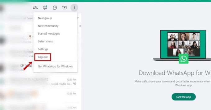 Cách đăng xuất WhatsApp trên máy tính