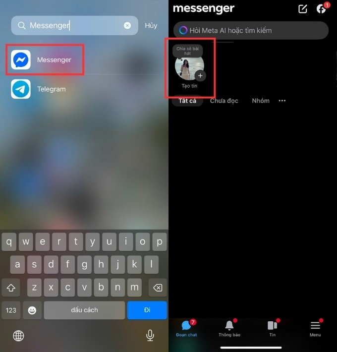 Cách để nhạc trên ghi chú Messenger