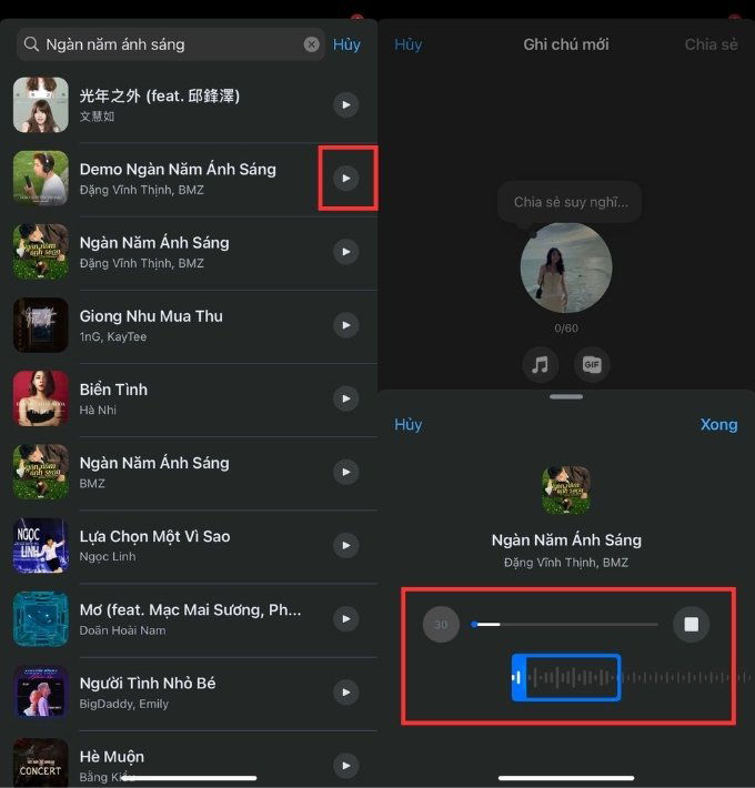 Cách để nhạc trên ghi chú Messenger