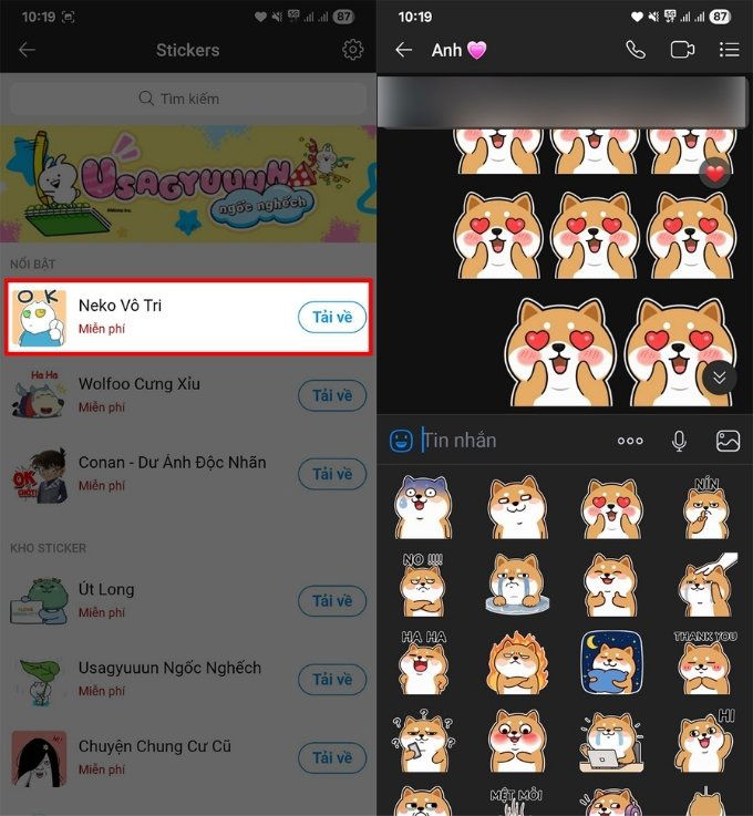 Hướng dẫn cách dùng sticker Zalo trên Messenger