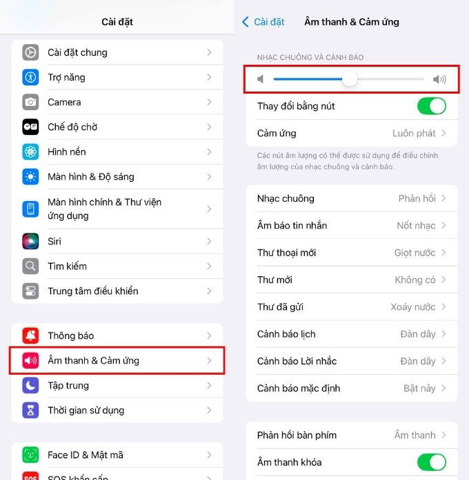 Kiểm tra và điều chỉnh âm lượng chuông
