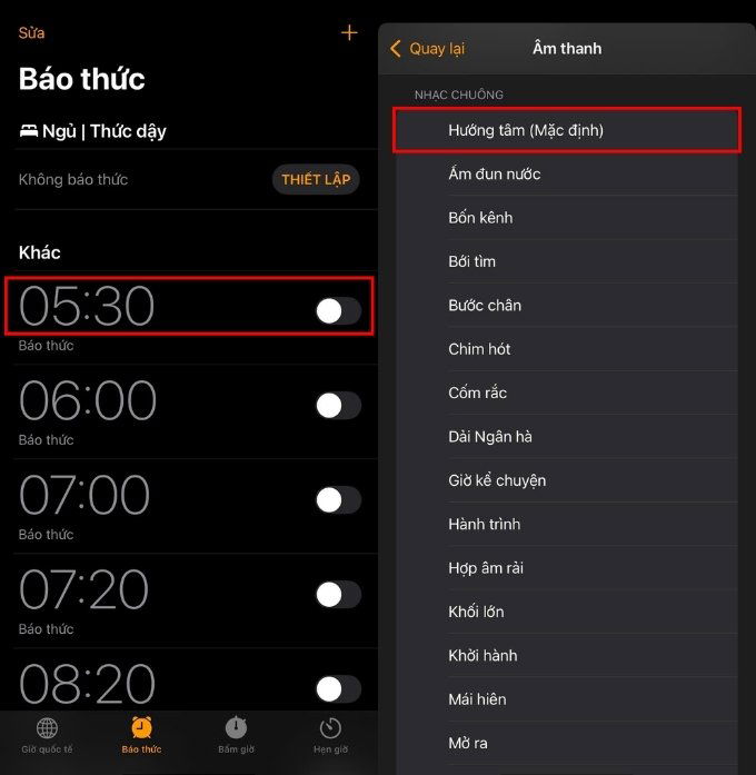 Thay đổi âm báo thức