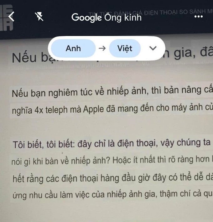 Hướng dẫn sử dụng Google dịch hình ảnh trên iPhone