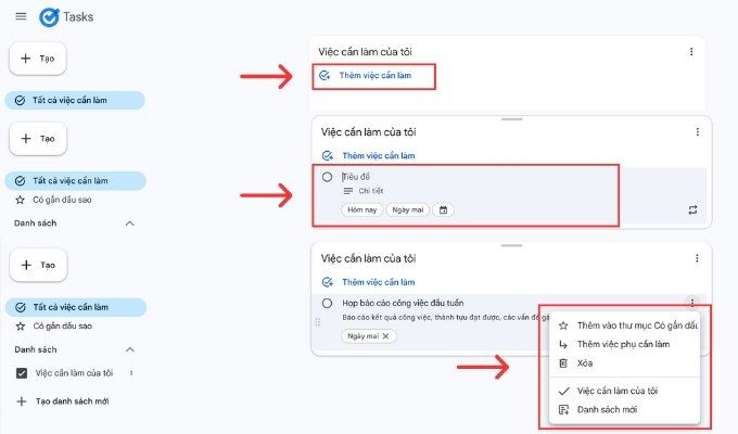 Hướng dẫn cách thêm và chỉnh sửa công việc trên Google Tasks