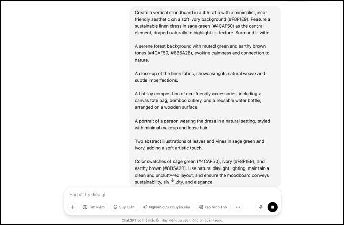Bước 3 tạo Moodboard bằng ChatGPT