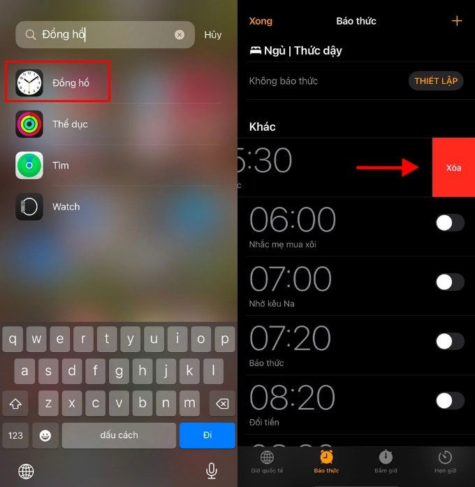 Cách xoá báo thức trên iPhone nhanh